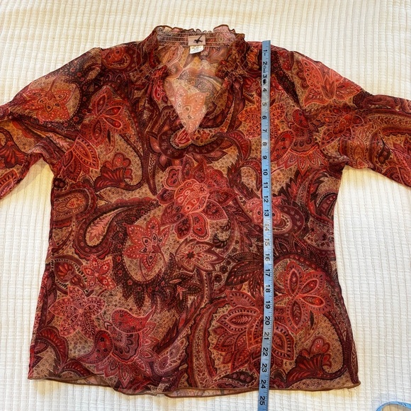 Daytrip Vintage 90's Made in USA Fairy Paisley Bell Sleeve Flowy Women's Top L - Picture 10 of 10